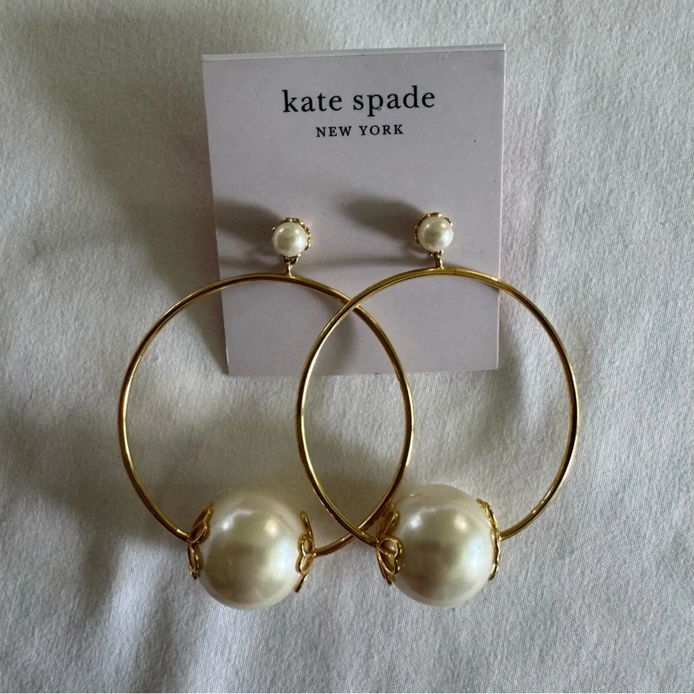 New Kate Spade New York Pearl Gumdrop Stud Earrings Cream Color